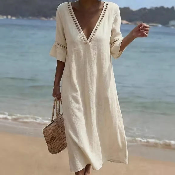 ELARA | Robe longue légère et naturellement flatteuse pour un confort décontracté au bord de la mer