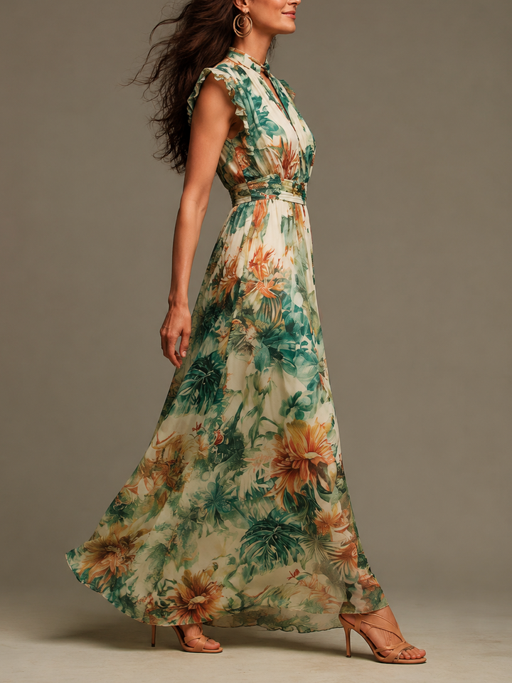 Grace | Robe à imprimé tropical peint