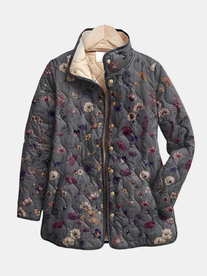 Nathalie | Veste Matelassée Fleurs Séchées
