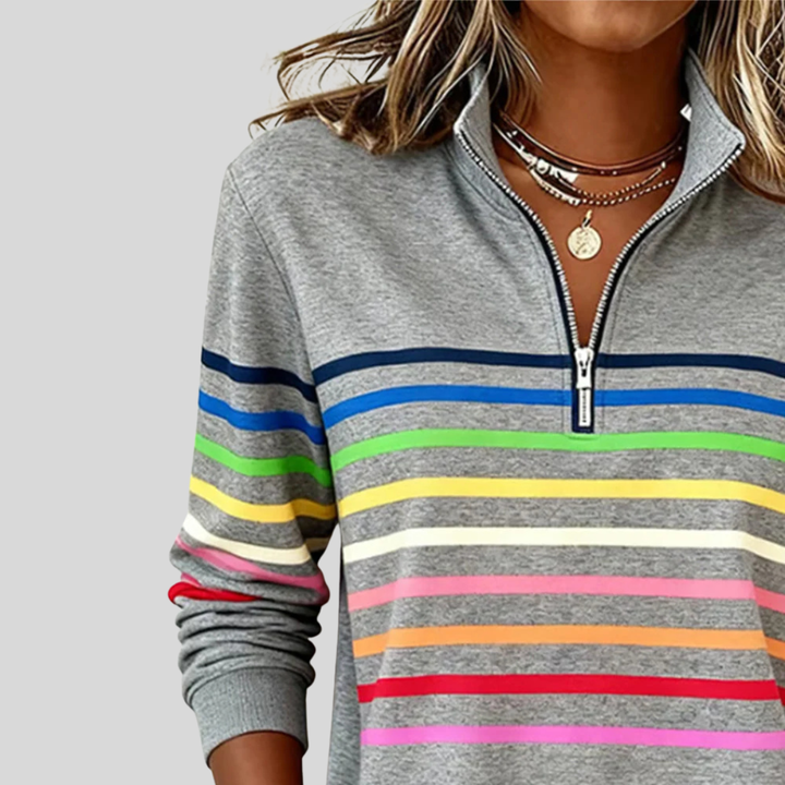 Nathalie | Sweat Zippé Rayures Multicolores