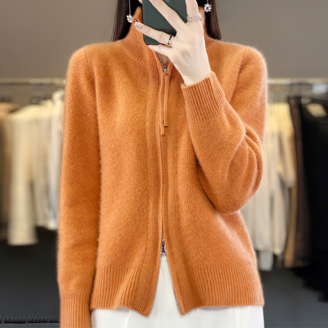 Lucienne | Cardigan Zippé en Maille Douce