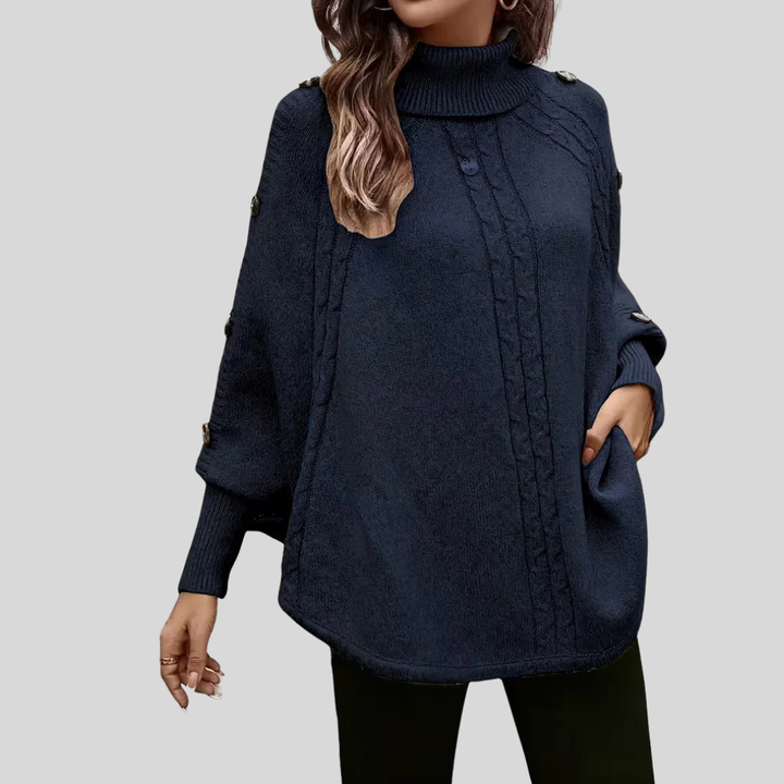 Léa | Poncho Col Roulé Torsadé