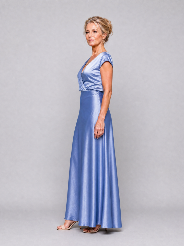 Samouse™ Robe longue à bustier portefeuille et manches courtes