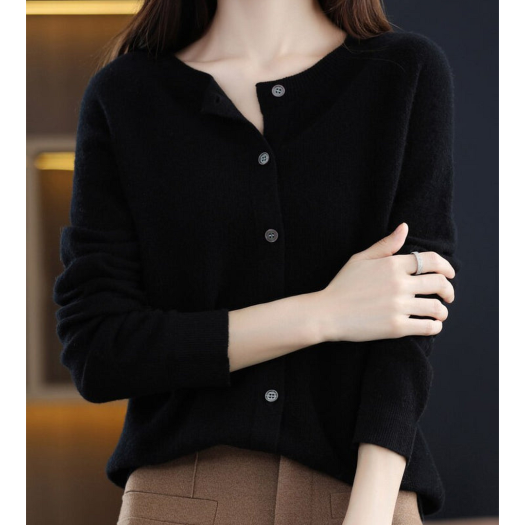 Mercy | Cardigan Col Rond en Maille Fine