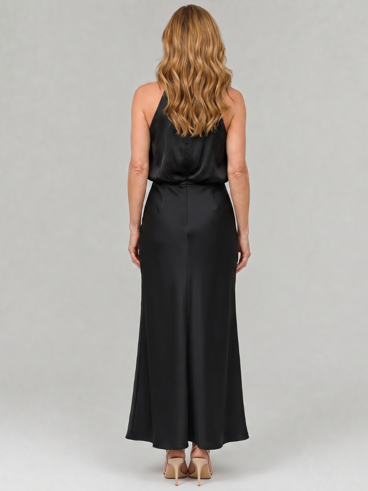 Nopal™ Robe midi sans manches à encolure drapée