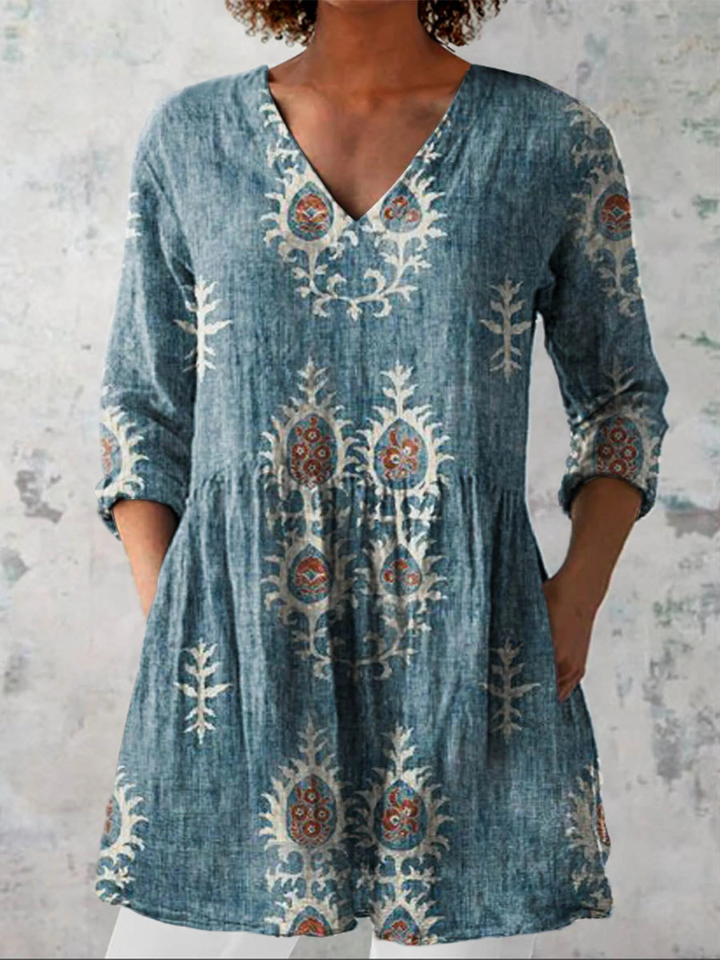 Karine | Blouse longue à col en V