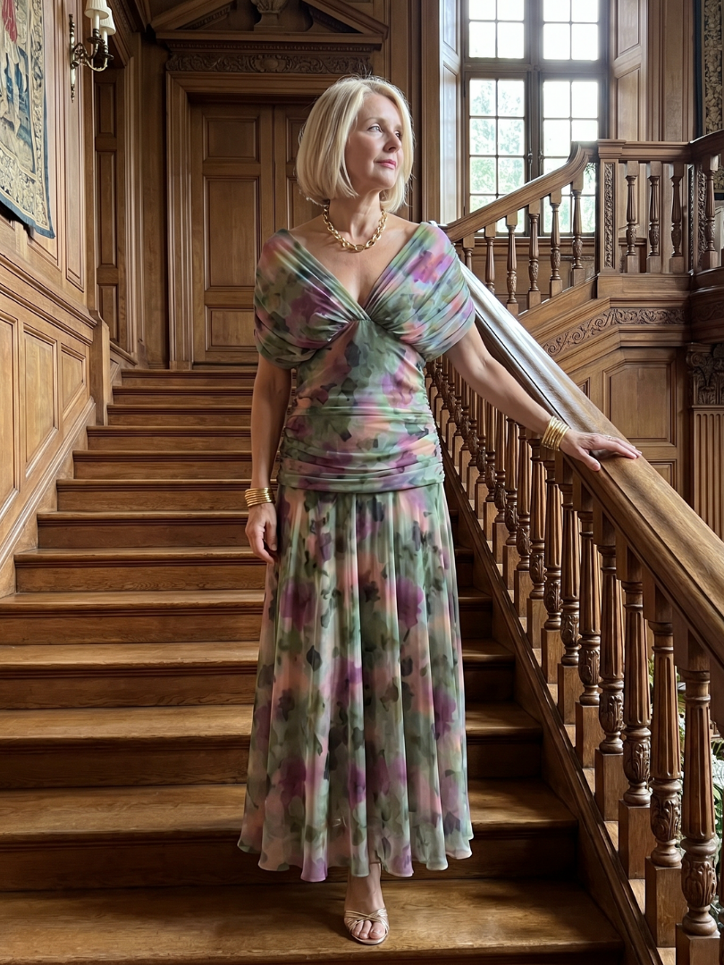 Calen™ Robe midi fluide à épaules dénudées