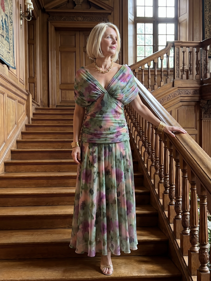 Calen™ Robe midi fluide à épaules dénudées