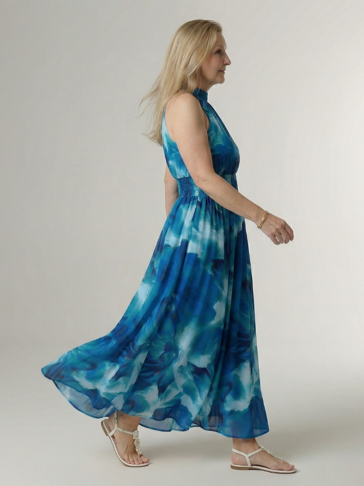 Sylin™ Robe midi dos-nu froncée