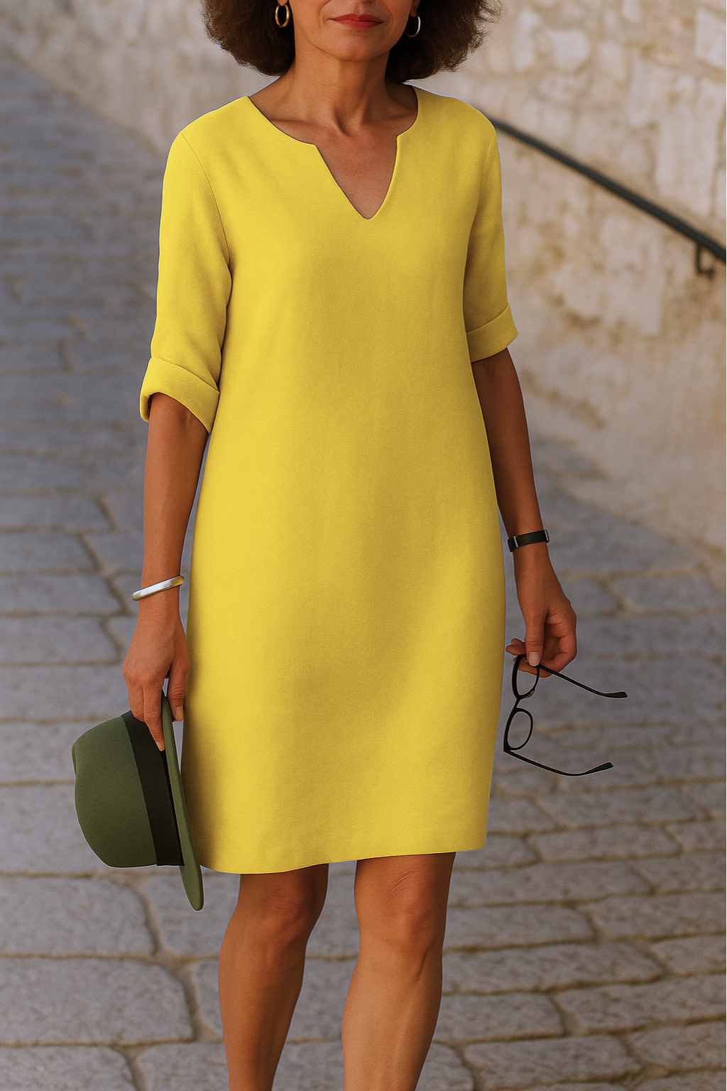 ADRIANA | Robe élégante et fluide à col V pour un style sans effort toute la journée