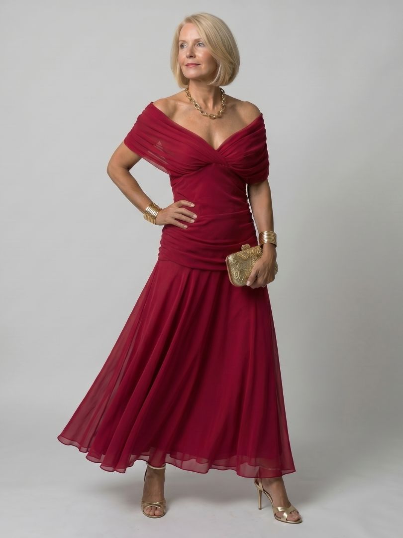 Calen™ Robe midi fluide à épaules dénudées