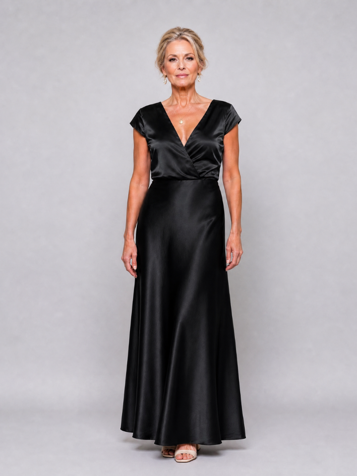 Samouse™ Robe longue à bustier portefeuille et manches courtes