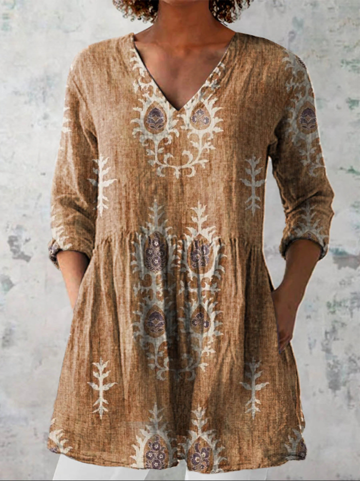 Karine | Blouse longue à col en V