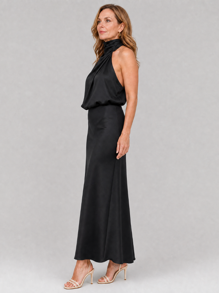Nopal™ Robe midi sans manches à encolure drapée