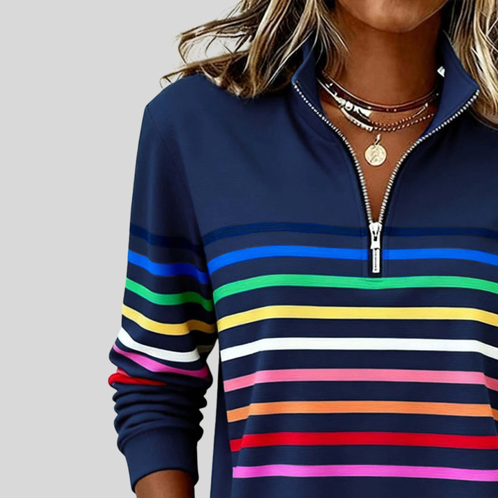 Nathalie | Sweat Zippé Rayures Multicolores