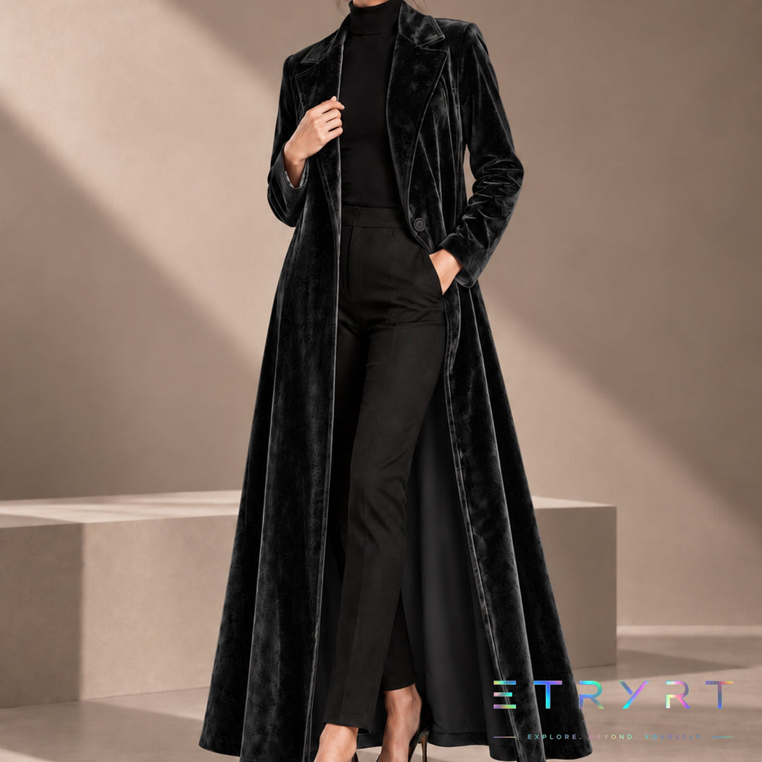 Béatrice | Manteau long en velours ouvert