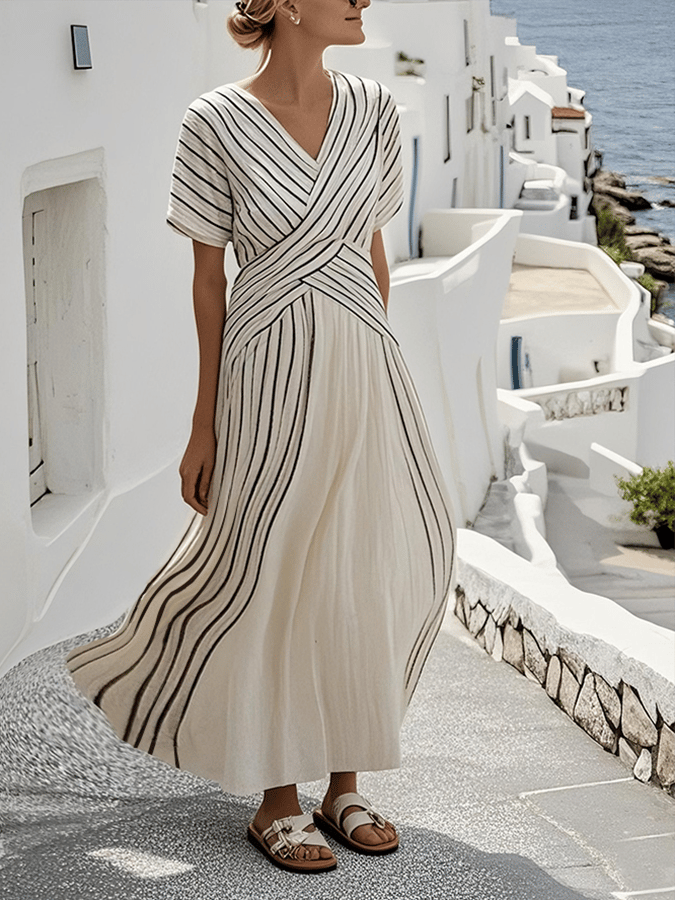 Robe longue rayée élégante à coupe ample Sabrinah™