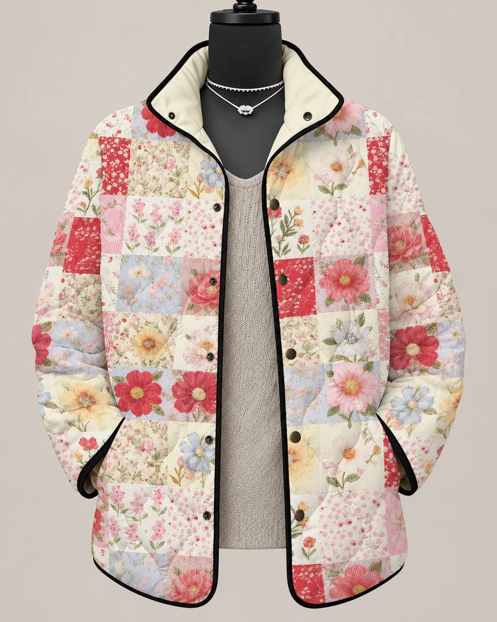Rosalie | Veste Matelassée Roses Poudrées