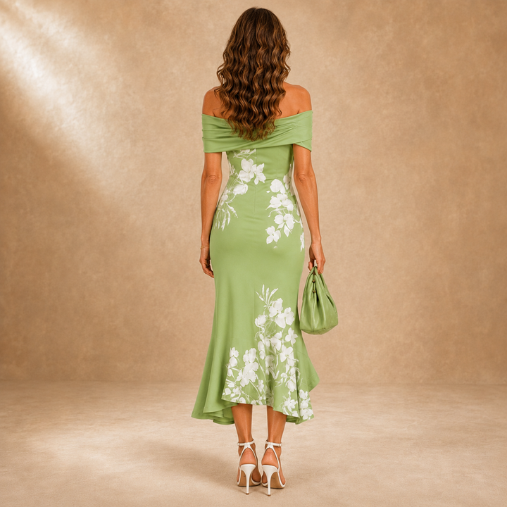 Flora | Élégante robe midi fleurie à la coupe ajustée