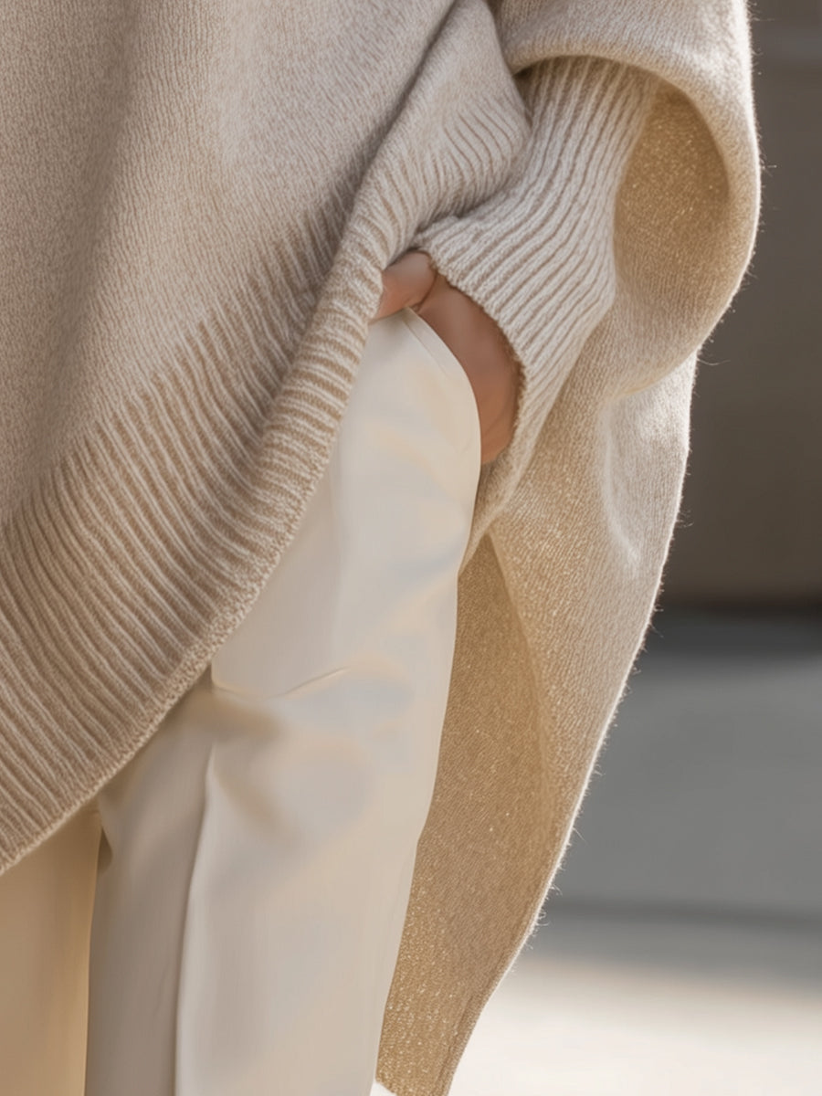 Clarisse | Pull ample élégant à col large et drapé