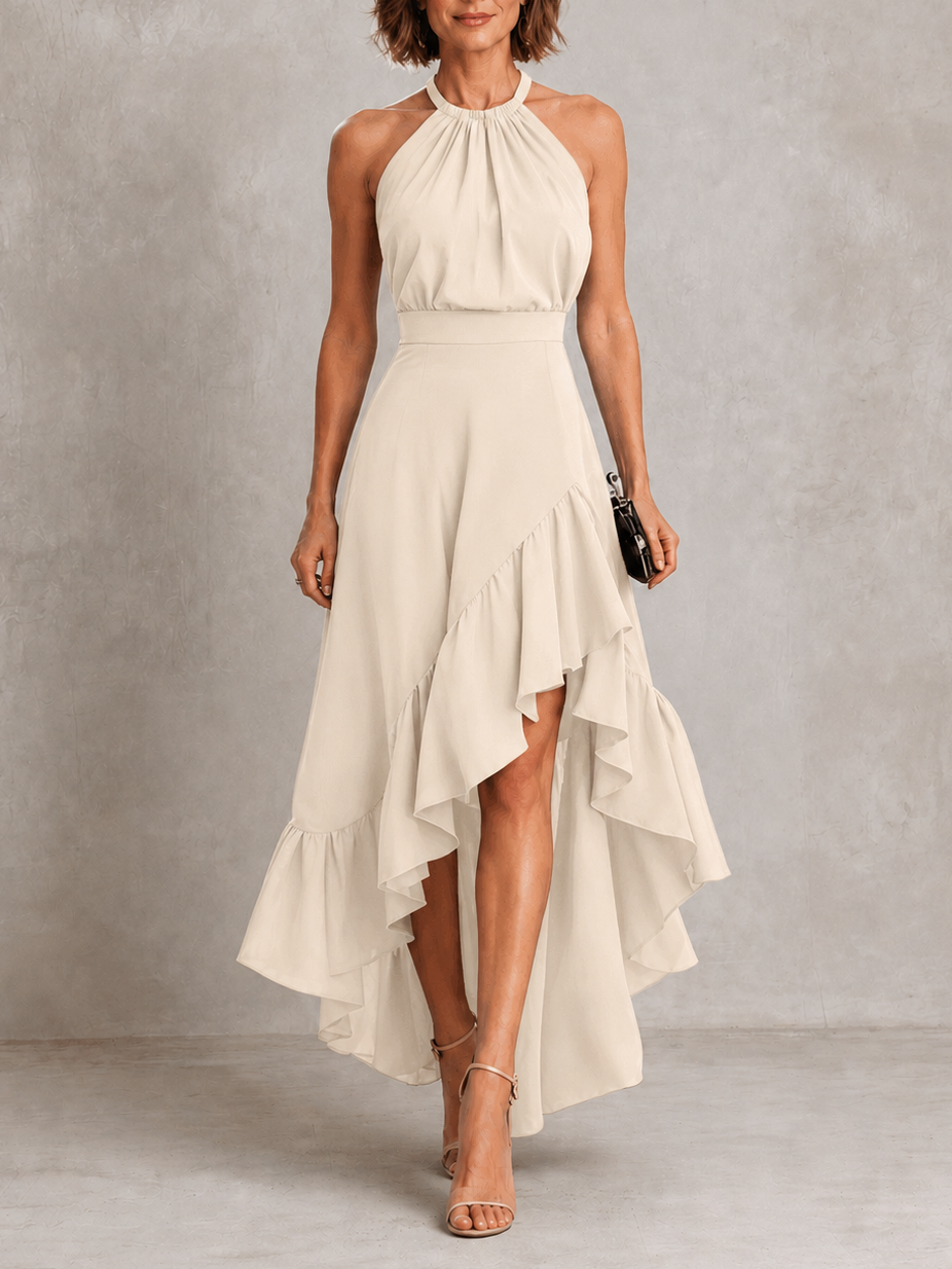 Chloe | Élégante robe dos nu à ourlet volanté