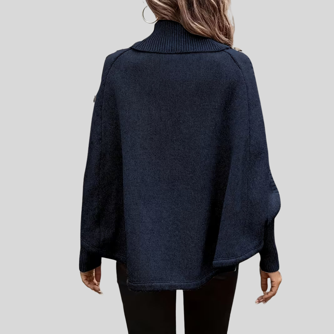 Léa | Poncho Col Roulé Torsadé