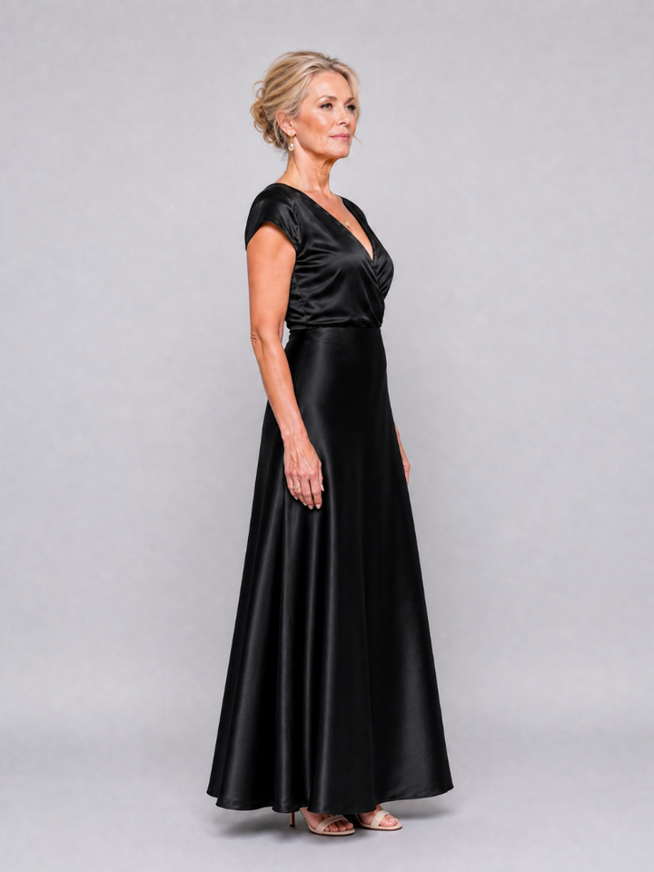 Samouse™ Robe longue à bustier portefeuille et manches courtes