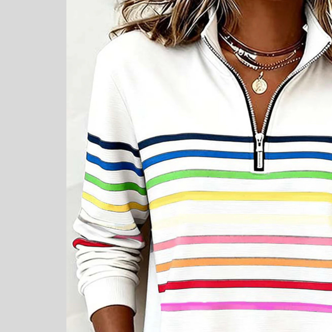 Nathalie | Sweat Zippé Rayures Multicolores