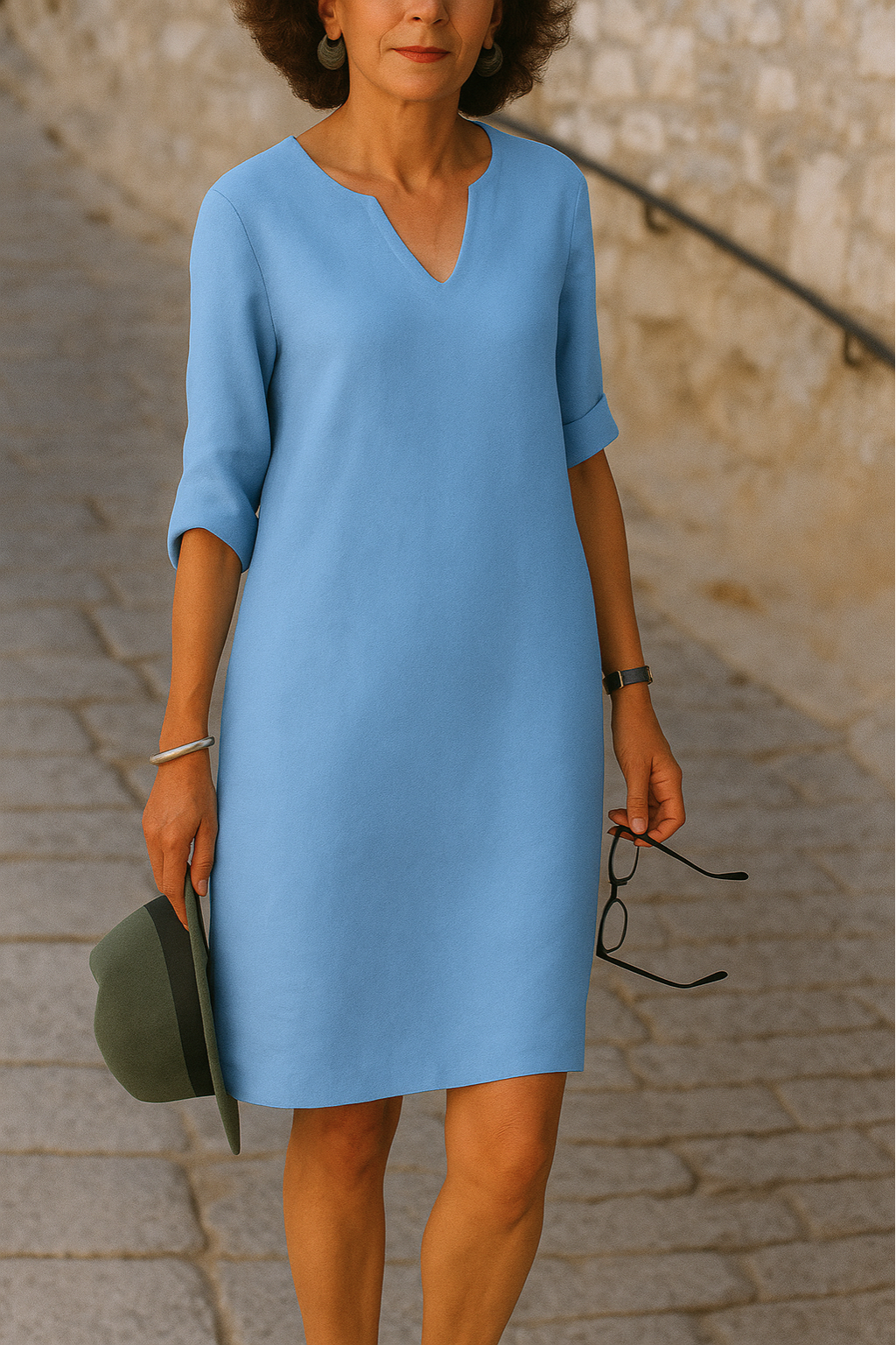 ADRIANA | Robe élégante et fluide à col V pour un style sans effort toute la journée