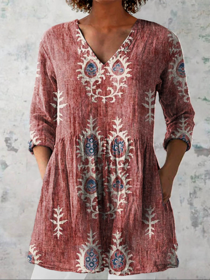 Karine | Blouse longue à col en V