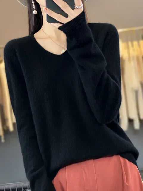 Martine | Pull Col V Maille Douce