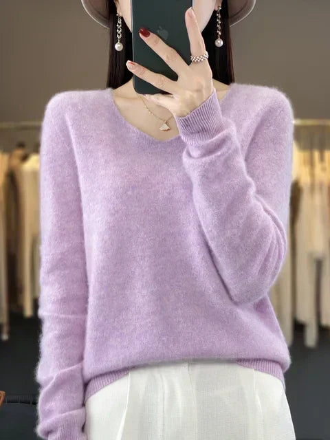 Martine | Pull Col V Maille Douce