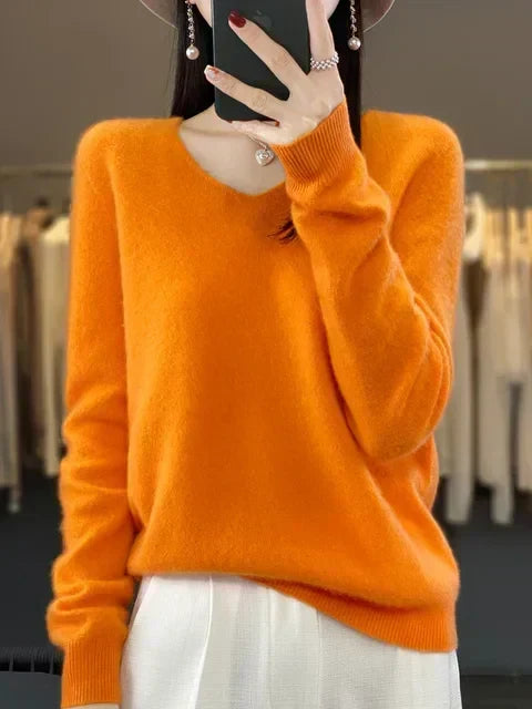 Martine | Pull Col V Maille Douce