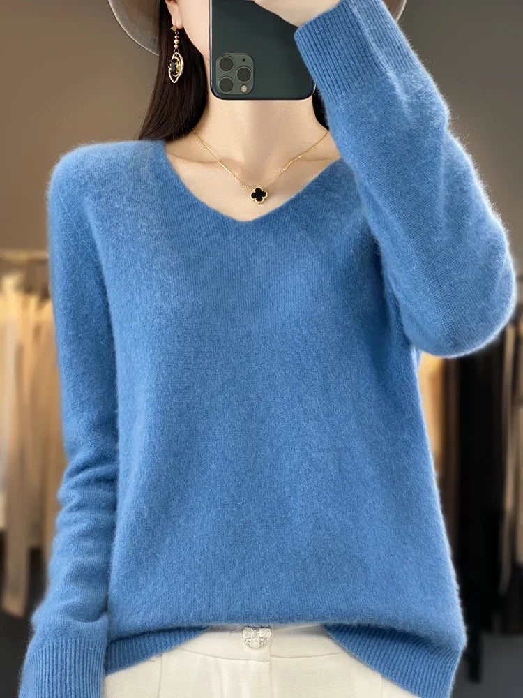 Martine | Pull Col V Maille Douce
