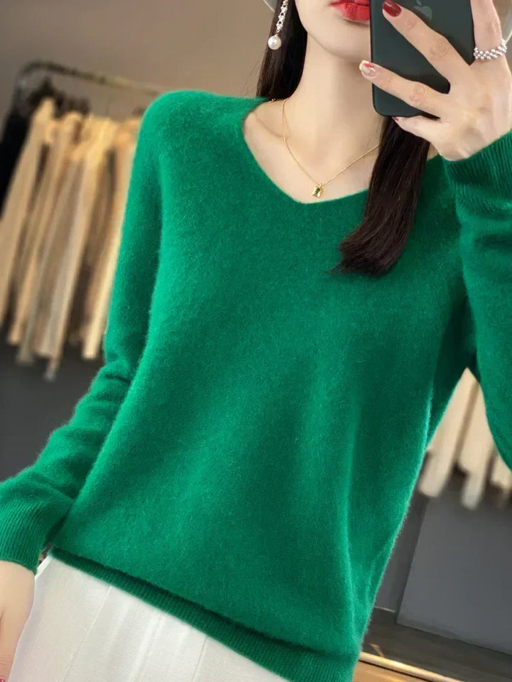 Martine | Pull Col V Maille Douce