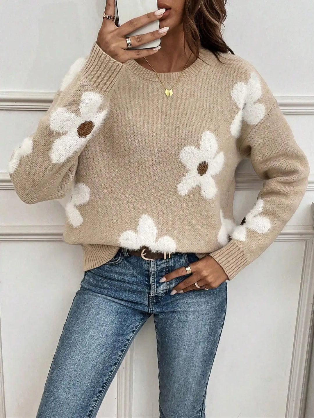 Daisy | Pull en maille à motif floral