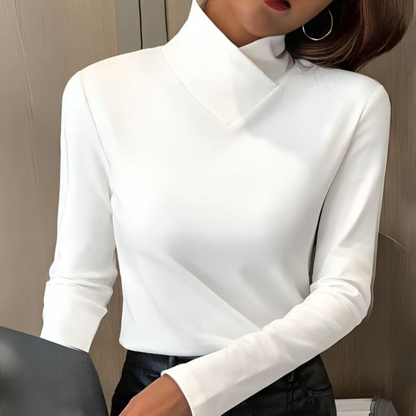 Rosemarie | Top drapé à col roulé et en V