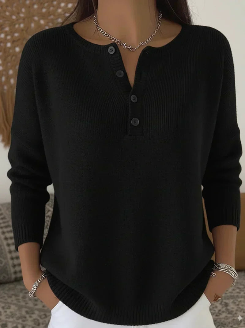 Henriette | Pull en Tricot avec Boutons Henley