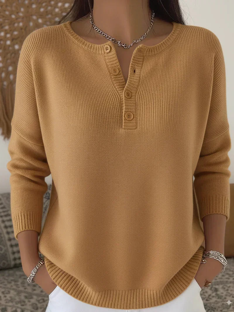 Henriette | Pull en Tricot avec Boutons Henley