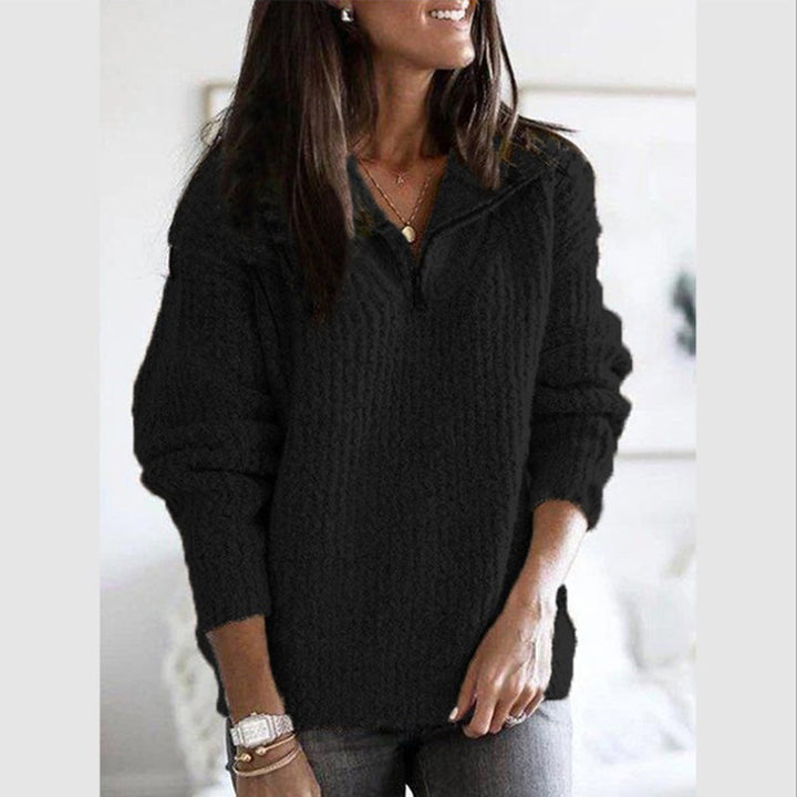 Greta | Pull décontracté à col zippé en quart de longueur