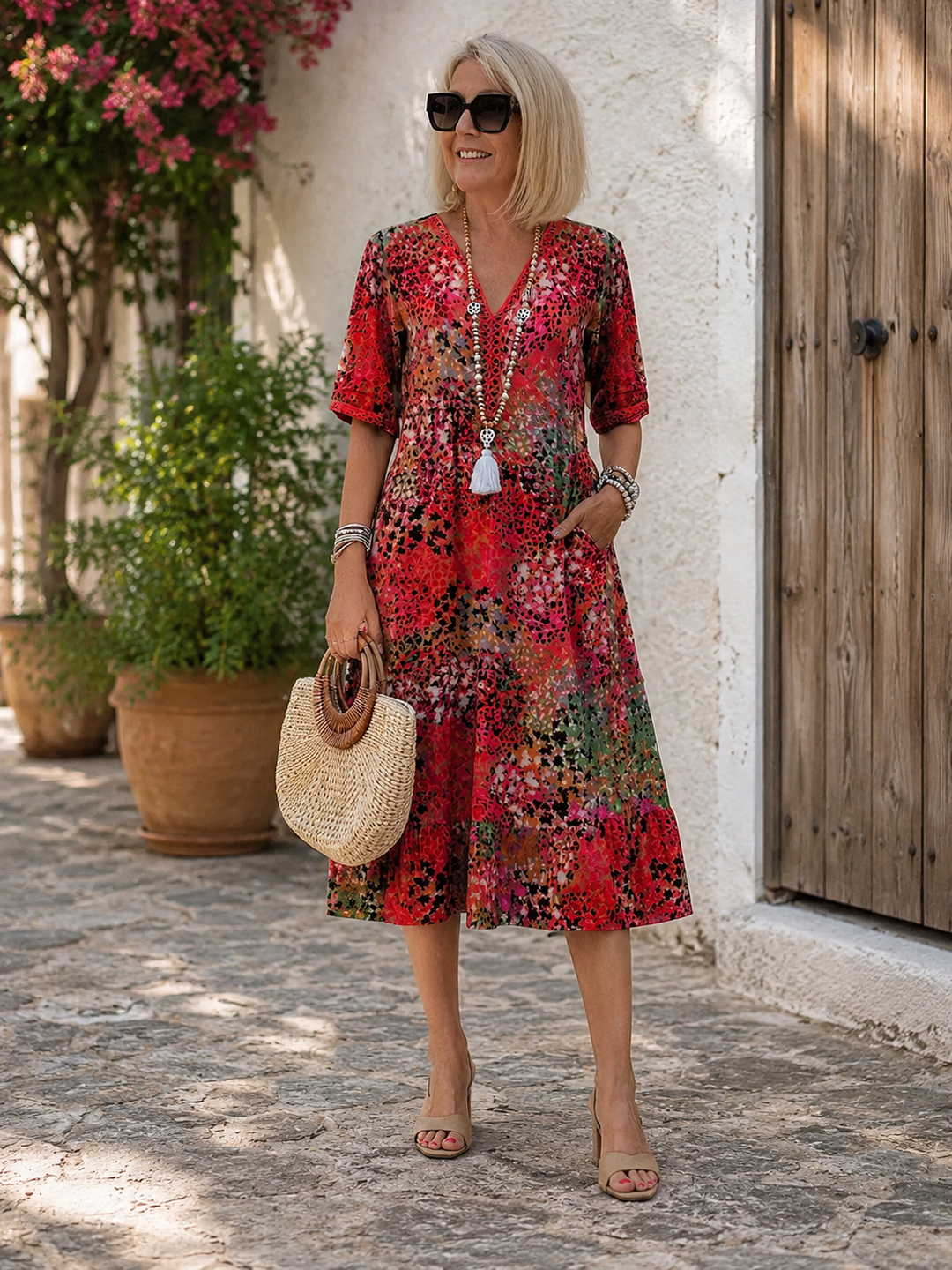 Amélie™ | Robe Midi Imprimée Intemporelle