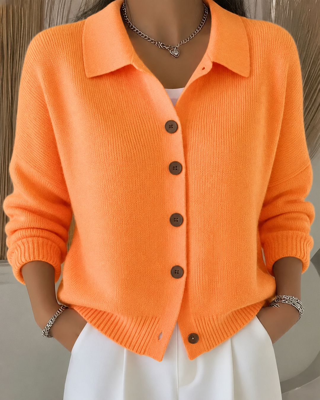 Sidonie | Cardigan à Col Boutonné