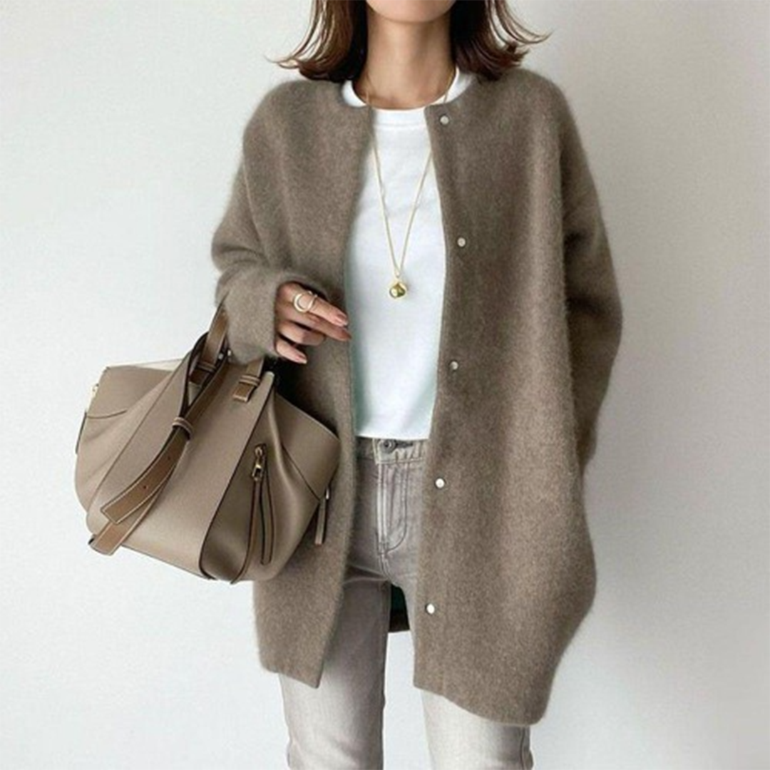 Léa | Cardigan Long Sans Col
