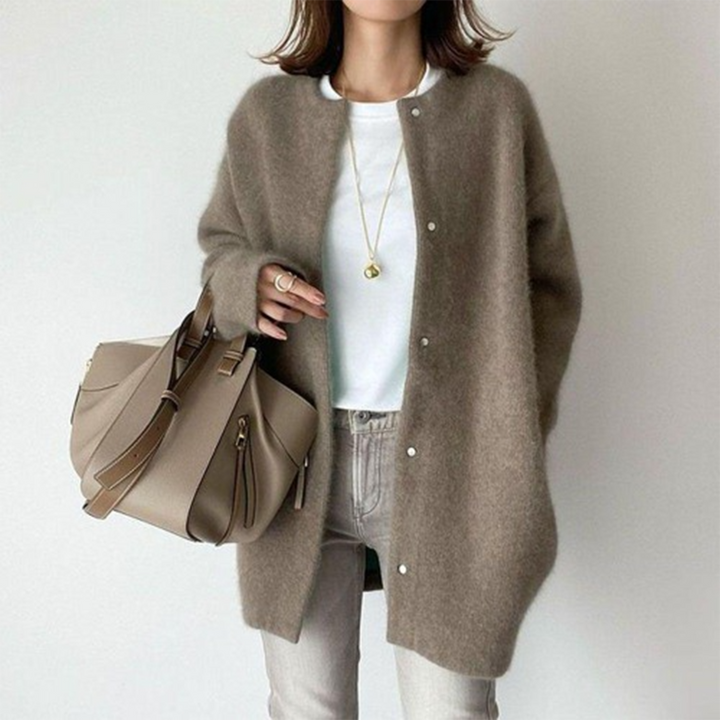 Léa | Cardigan Long Sans Col