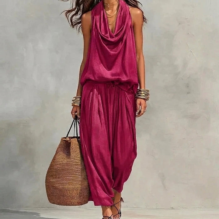 Ambra | Ensemble Fluide Haut Dos-Nu Drapé et Pantalon
