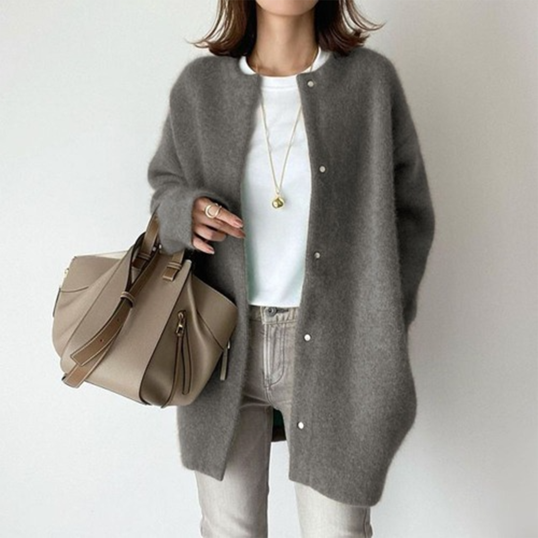 Léa | Cardigan Long Sans Col