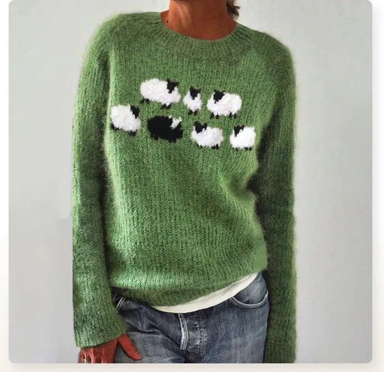 DELACROIX | Pull Maille Motif Moutons Mathilde