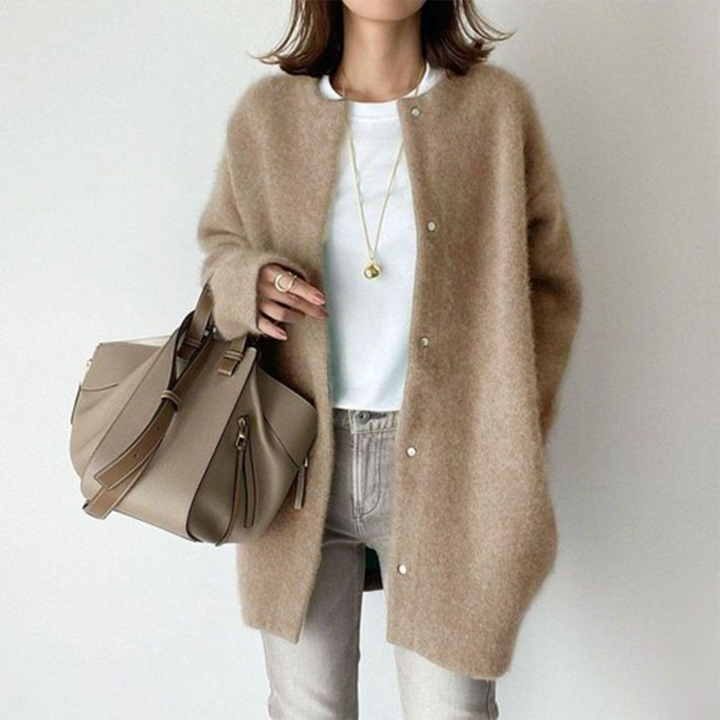 Léa | Cardigan Long Sans Col