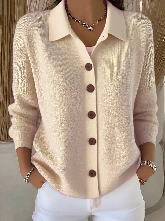 Justine | Veste en Tricot avec Col et Boutons