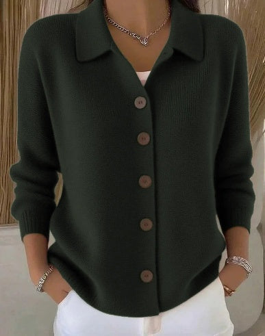 Justine | Veste en Tricot avec Col et Boutons